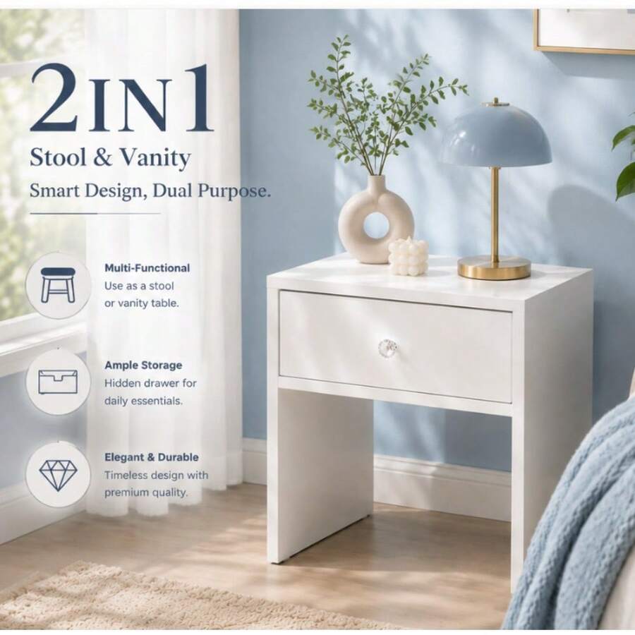 Furniture Hardware China - 2-in-1 수납 스툴 & 나이트스탠드, 크리스탈