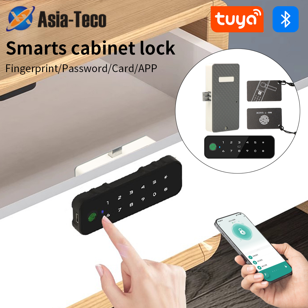 Furniture Hardware Locks - Tuya 블루투스 스마트 우드 캐비닛 지문