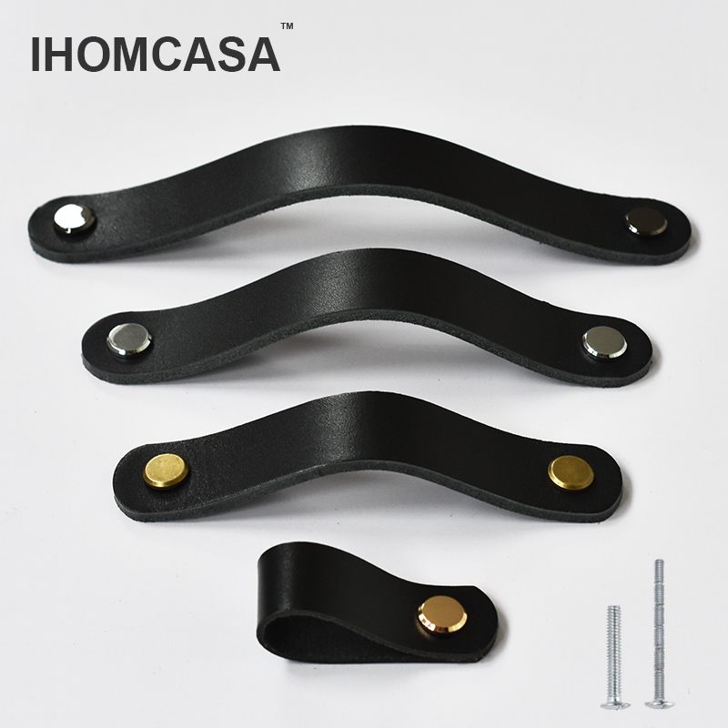 Furniture Hardware China - IHOMCASA 검은 가죽 손잡이 찬장 신발