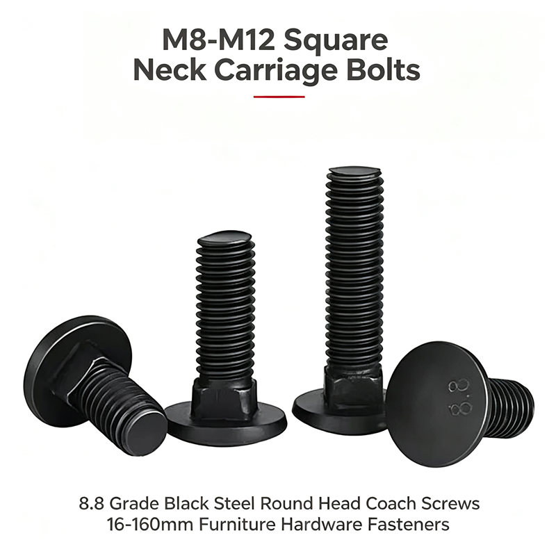 M8-M12 사각 넥 캐리지 볼트 8.8 등급 검정색  - Furniture Grade Hardware 리뷰 및 가격
