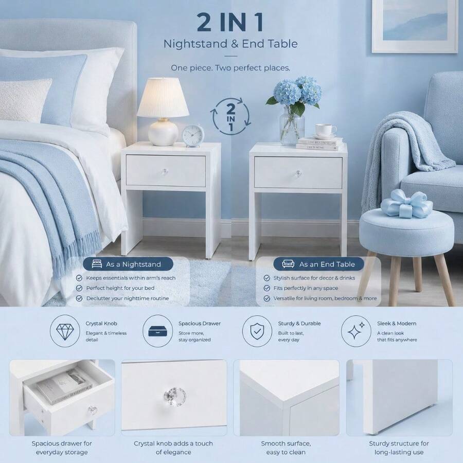 2-in-1 수납 스툴 & 나이트스탠드, 크리스탈 손잡 - Furniture Hardware China 리뷰 및 가격